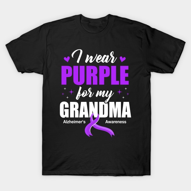 Support I Wear Purple For My Grandma Alzheimer's Awareness T-Shirt by James Green